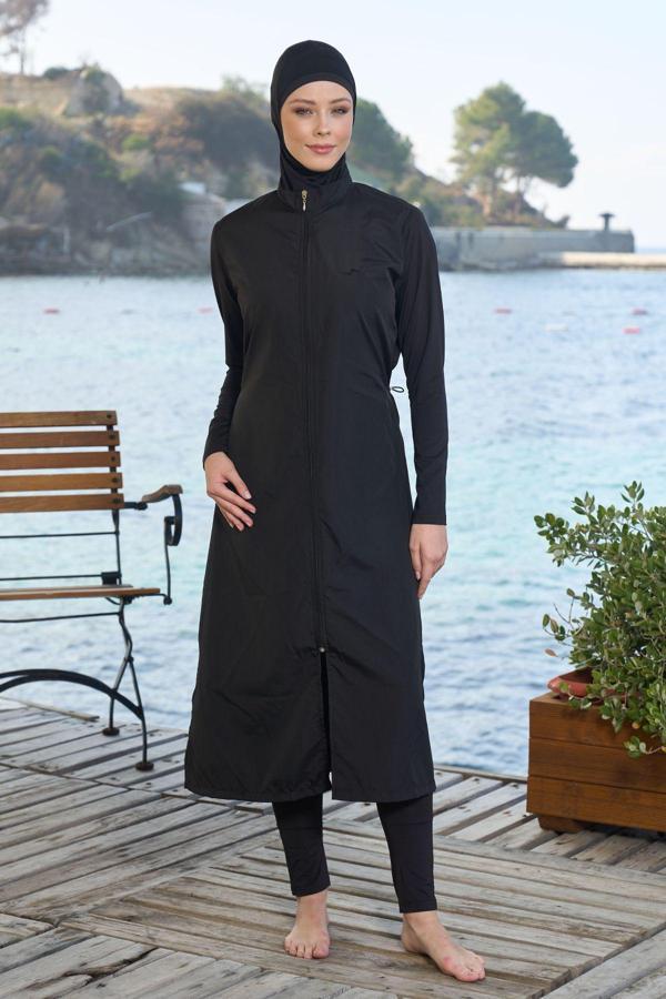 Remsa Uzun Tam Boy Tam Kapalı Tesettür Mayo 22997 Siyah - Image 1