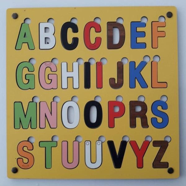 Ahtek Ahşap Bul Tak Eğitici 3d Oyuncak Harfler Bultak Yapboz Puzzle Sarı - Image 1