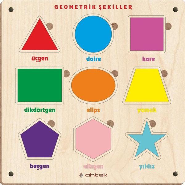 Ahtek Ahşap Eğitici 3d Geometrik Şekiller Bultak Yapboz Puzzle Oyuncak - Image 1