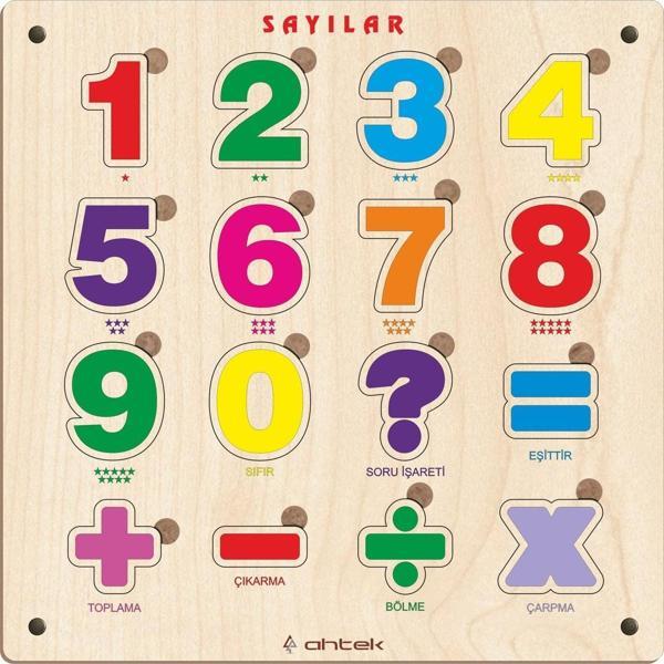 Ahtek Ahşap Eğitici 3d Sayılar Rakamlar Bultak Yapboz Puzzle Oyuncak - Image 1