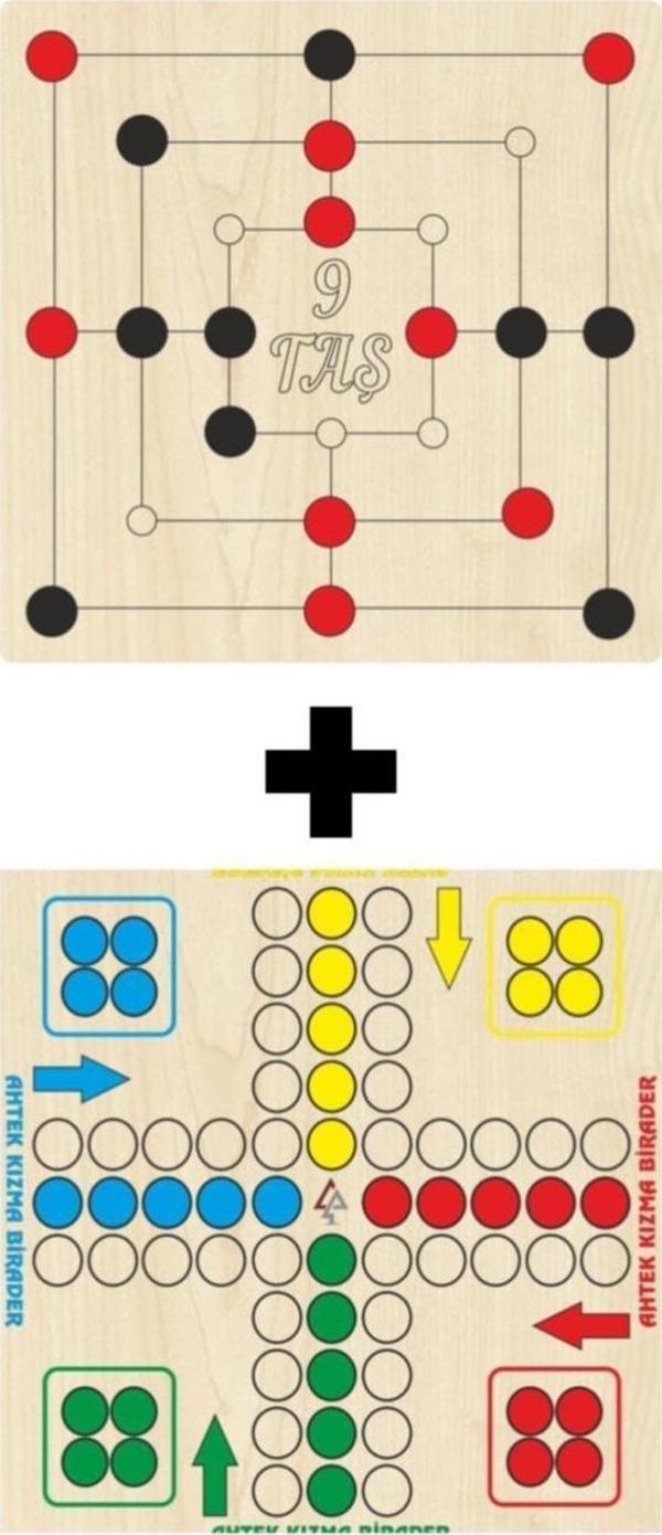 Ahtek Ahşap Kızma Birader + 9 Taş Akıl, Zeka, Strateji Ve Beceri Oyunları Seti - Image 1