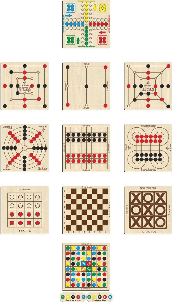 Ahtek Ahşap Klasik Zeka Ve Strateji Oyun Seti 11 Li - Image 1