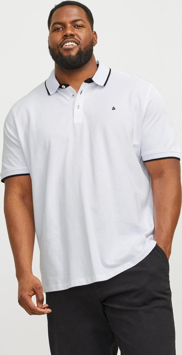 Jack Jones Jjepaulos Polo Ss Noos Pls Erkek Beyaz Büyük Beden Tshirt 12143859-01 - Image 1