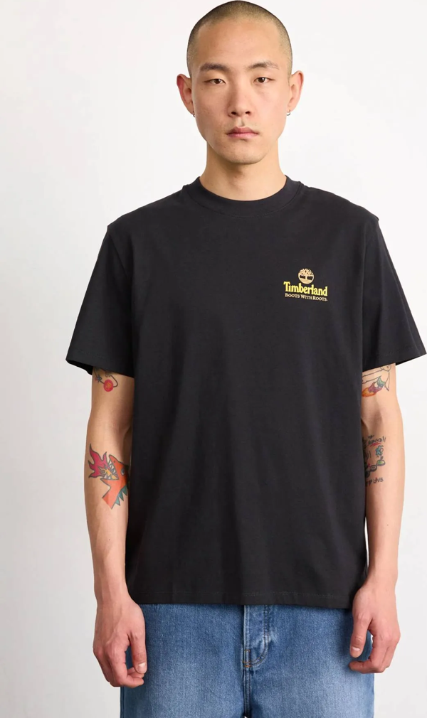 Timberland Illustrated Tree Logo Back Graphic Tee Erkek Siyah Tshirt Tb0a6dg50011 - Image 1