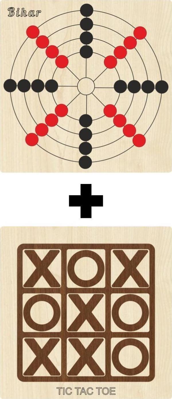Ahtek Ahşap Tic-tac-toe + Bihar Akıl, Zeka, Strateji Ve Beceri Oyunları Seti - Image 1