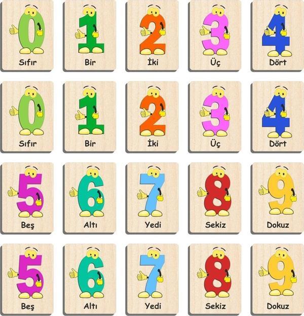 Ahtek Ahşap Yapboz Zeka Kartları Eşleştirme Oyunu Hafıza Kartı Puzzle (sevimli Rakamlar Sayılar) - Image 1