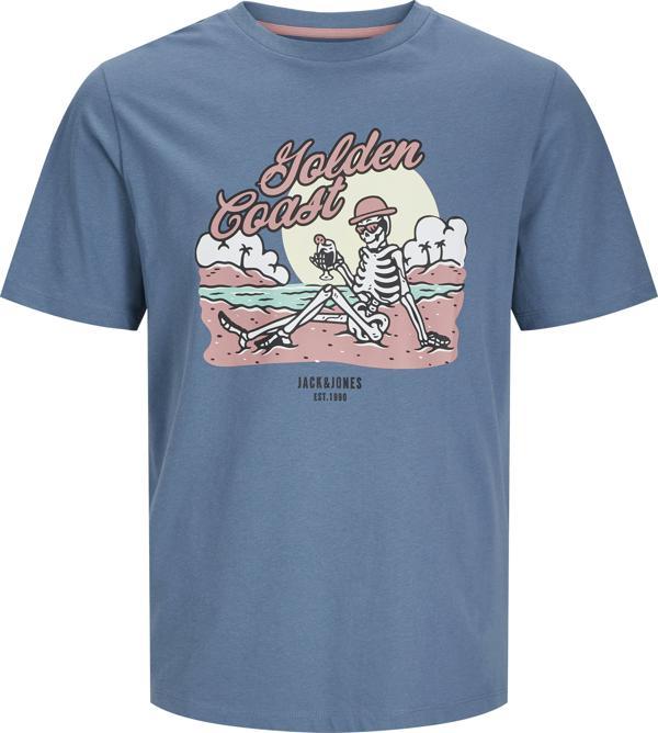 Jack&Jones Jjelıjah Tee Ss Crew Neck Erkek Mavi Tshirt 12268472-07 - Image 1
