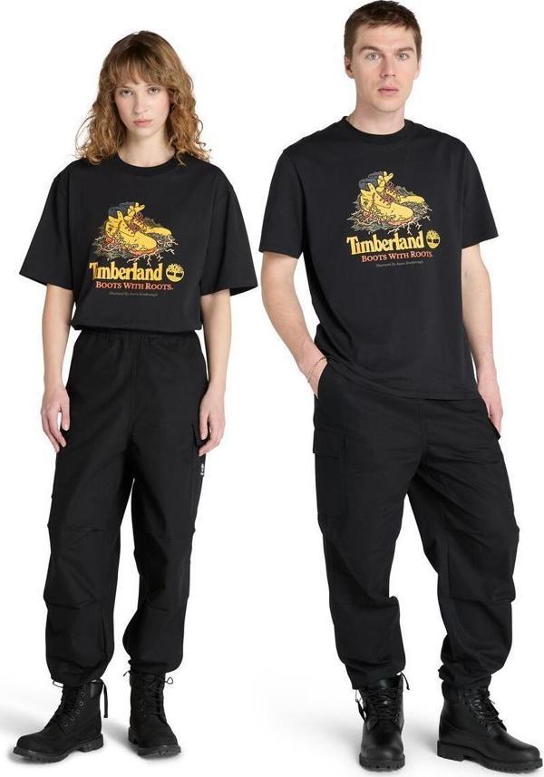 Timberland Front Boot Graphic Tee Erkek Siyah Tshirt Tb0a6dj10011 - Image 1