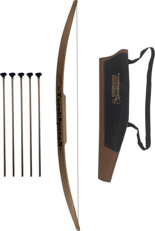 Ahtek Doğal Ahşap Ok Yay Seti, Yay + 5 Adet Ok + Sadaklı Taşıma Çantası - Image 1
