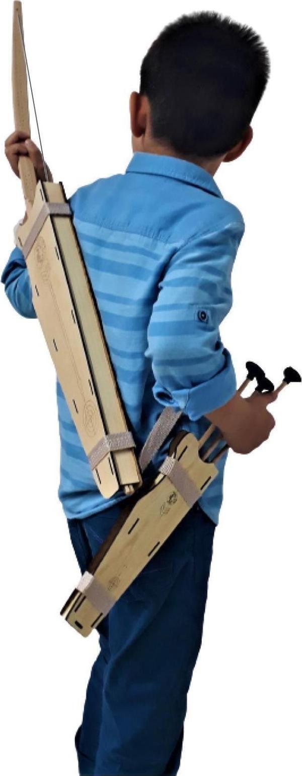 Ahtek Doğal Ahşap Okçuluk Seti 7'li, Yay + 10 Ok + Yay Kını + Sadak + Hedef + Kalkan + Kılıç - Image 1