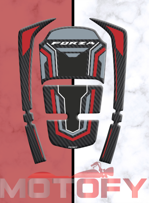 HONDA FORZA 250 2018-2025 UYUMLU TANK PAD KIRMIZI GRİ KARBON - Image 1