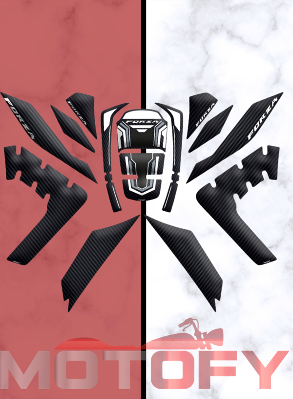 HONDA FORZA 250 2018-2025 UYUMLU TANK PAD SET BEYAZ KARBON  - Image 1
