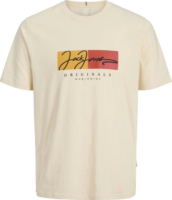 Jack&Jones Jorfrederıksberg Box Scrıpt Tee Ss Cn Ln Erkek Bej Tshirt 12278266-06 - Image 1