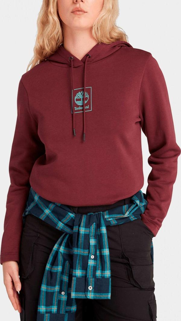 Timberland Small Stack Logo Bb Hoodıe Kadin Bordo Sweatshirt Tb0a6hsndz31 - Image 1