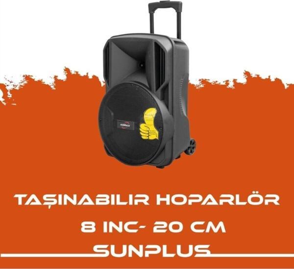 Sunplus Hoparlör 8" 20CM Sd/mmc/usb/mp3/fm Bt'lu LCD Ekran Kumandalı Taşınabilir Hoparlör HT-820 - Image 1