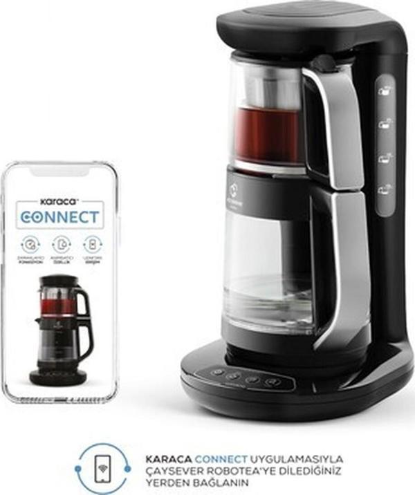 Karaca Çaysever Robotea Connect 3 In 1 Konuşan Otomatik Cam Çay Makinesi Su Isıtıcı Ve Filtre Kahve Demleme Makinesi 2500w Chrome - Image 1