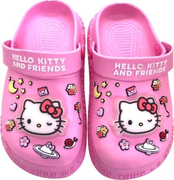Hello Kitty Kız Çocuk Kaymaz Taban Işıklı Pembe Terlik Havuz Plaj Sandaleti - Image 1