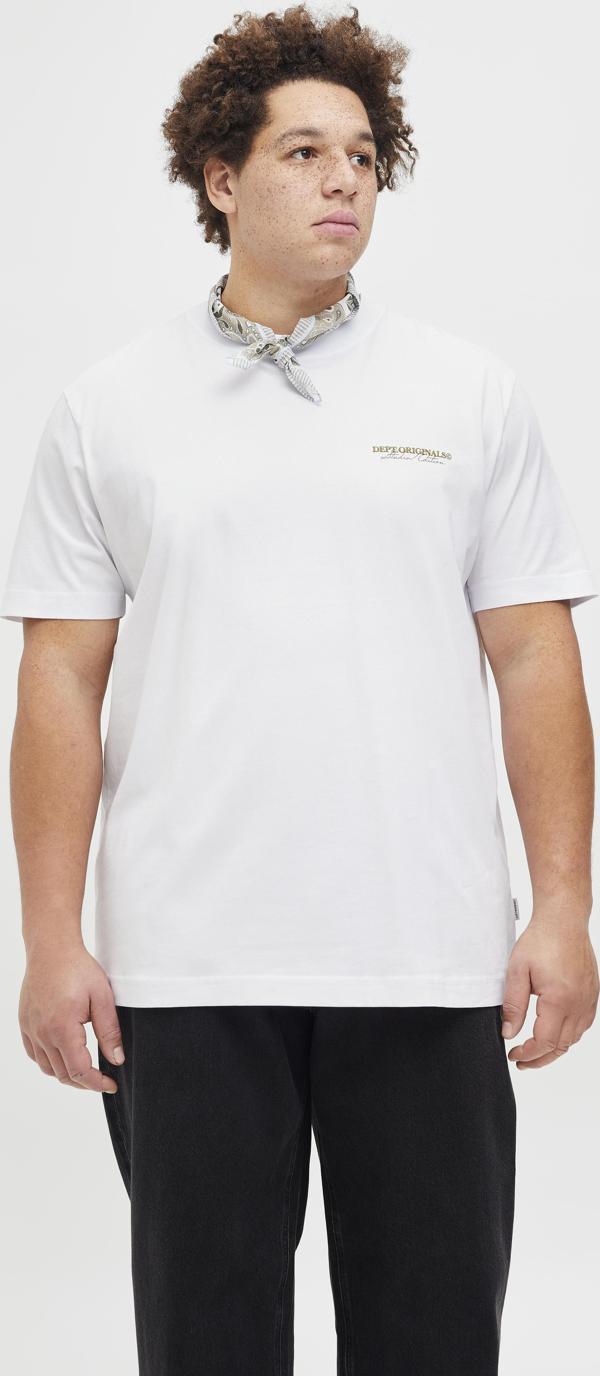 Jack&Jones Jorıslıngton Type Tee Ss Crew Neck Pls Erkek Beyaz Büyük Beden Tshirt 12278557-01 - Image 1