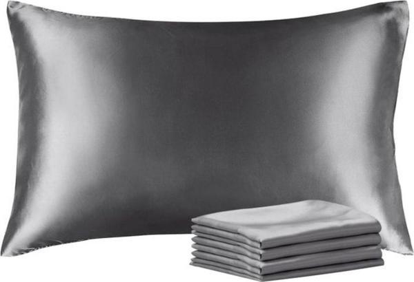 Büro Ev Ofis için 2PARÇA 50X70CM Gri İpek Saten Antibakteriyel Terletmez Yastık Kılıf Seti - Image 1