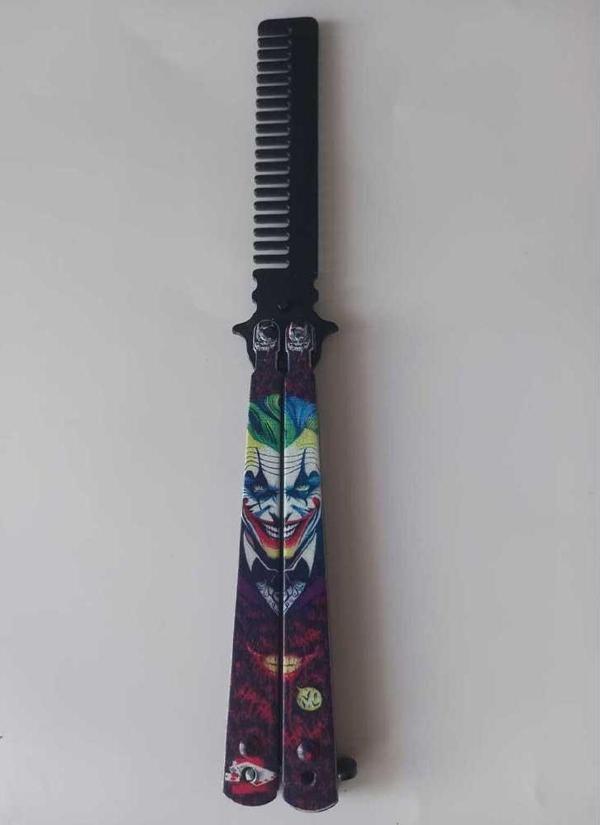 Büro Ev Ofis Kişisel Saç Bakımı için 21CM Metal Açılır Kelebek Stil Joker Motifli Tarak - Image 1
