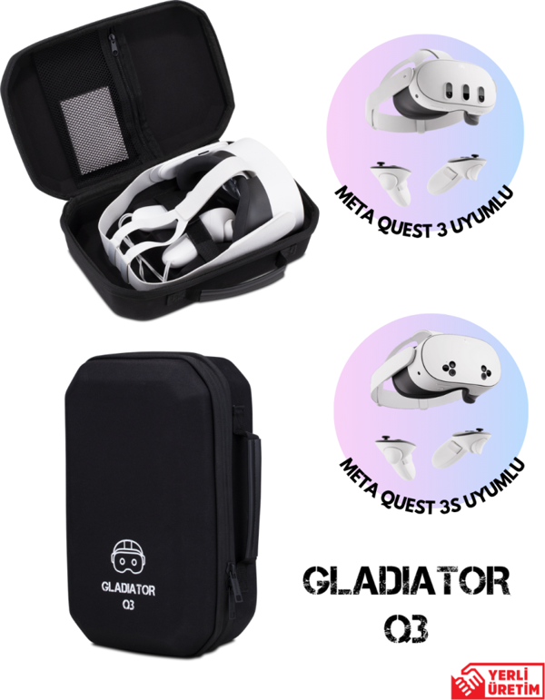 Gladiator Q3 SİYAH Meta Quest 3 Çantası Quest 3 ve 3s Uyumlu Özel Çanta - Image 1