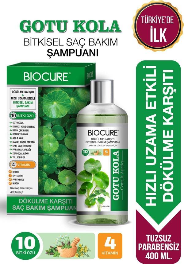 Biocure Gotu Kola Saç Dökülme Karşıtı Bitkisel Bakım Şampuanı Zayıf ve Dökülen Saçlar 400 ml - Image 1