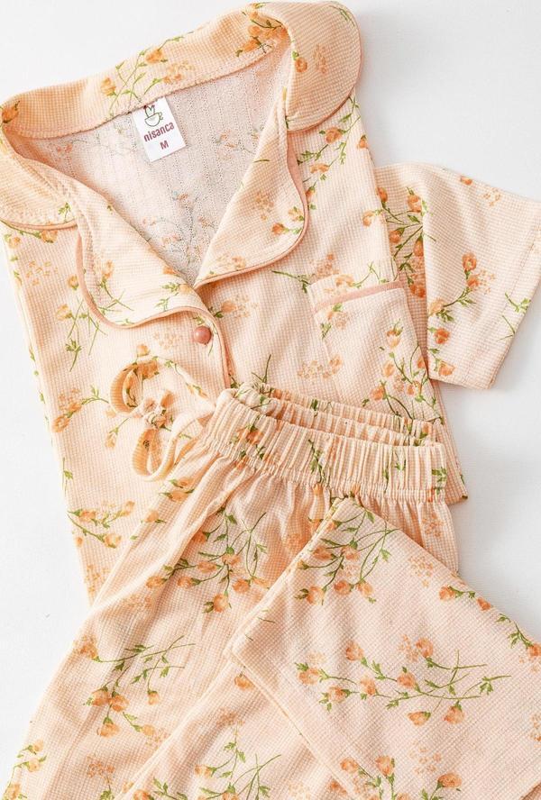 Uzun Kol Gömlek Yaka Kadın Pinterest Pijama Takımı - Mevsimlik Kadın Pijama- Geniş Beden Aralığı - Image 1