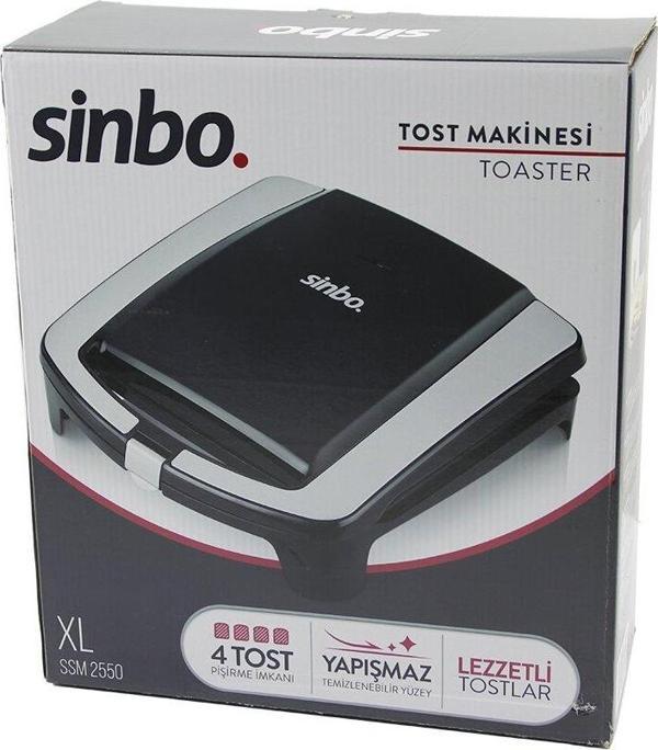 XL  ELEKTRİKLİ TOST MAKİNESİ   4 TOST   YAPIŞMAZ YÜZEY   1500W  SSM-2550 (2818) - Image 1
