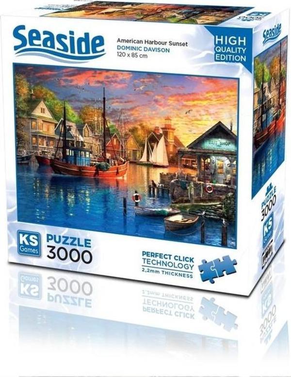 Ks Games Puzzle 3000 Parça American Harbour Sunset 23023 - Image 1