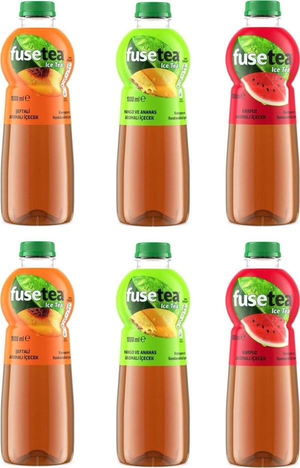 Fuse Tea Soğuk Çay 1 lt 6 lı Karma Paket (Şeftali-Mango Ananas-Karpuz) - Image 1