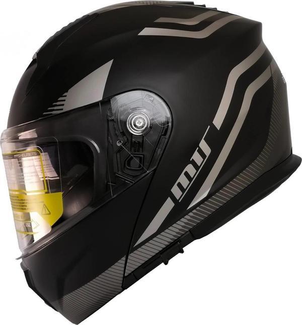 Motosiklet Çene Açılır Kask Güneş Vizörlü Ece 22.06 Sertifikalı New Motor Kaskı V2 WX20 Grey - Image 1