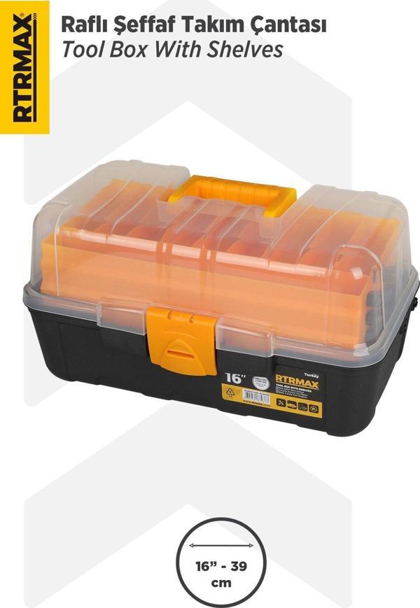 RCA5038 3 Raflı Şeffaf Alet Takım Çantası 16” - 39 cm - Image 1