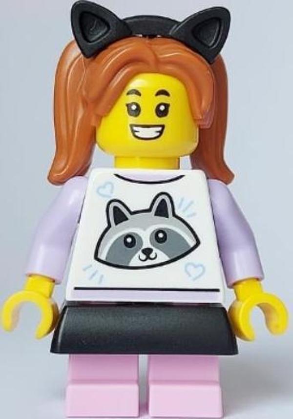 Lego Minifigür - Child - Girl, White Top with Raccoon cty1643 - Image 1