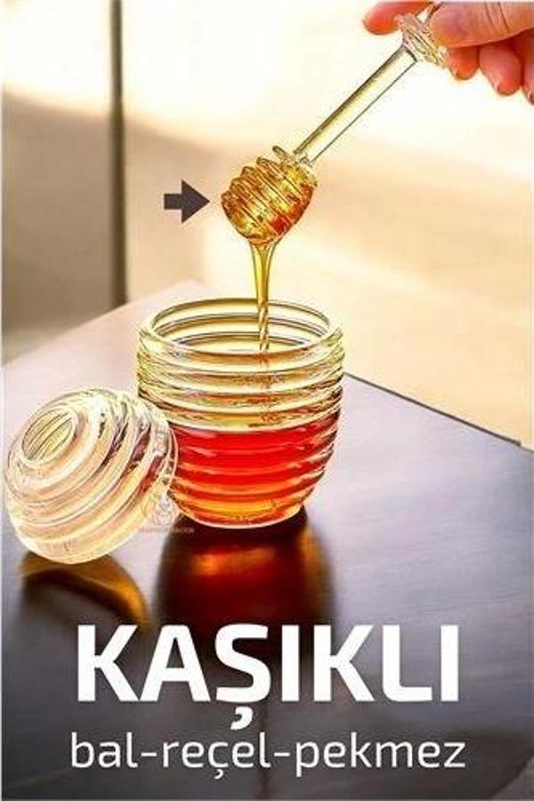 ModaCar Kaşıklı Kristal Bal Kavanozu Reçel Pekmez Sos Kavanozu - Image 1