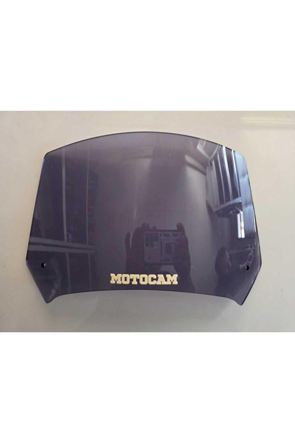 MOTOCAM Rüzgar Saptırıcı Deflektör Camı 1 Delikli 35x18cm Füme Renkli   (APARATSIZDIR) - Image 1