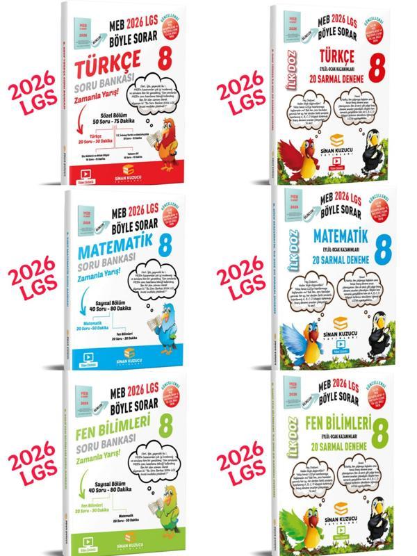 2026 LGS türkçe-matematik-fen soru bankası ve ilk doz denemeleri 6'lı seti sinan kuzucu - Sinan Kuzucu Yayınları - Image 1