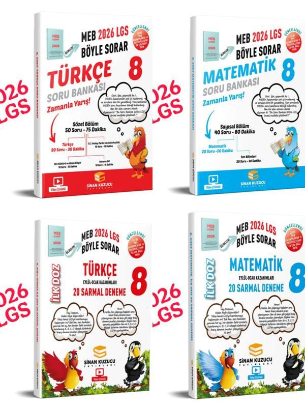 2026 LGS türkçe matematik soru bankası ve ilk doz denemeleri 4'lü setidir sinan kuzucu - Sinan Kuzucu Yayınları - Image 1