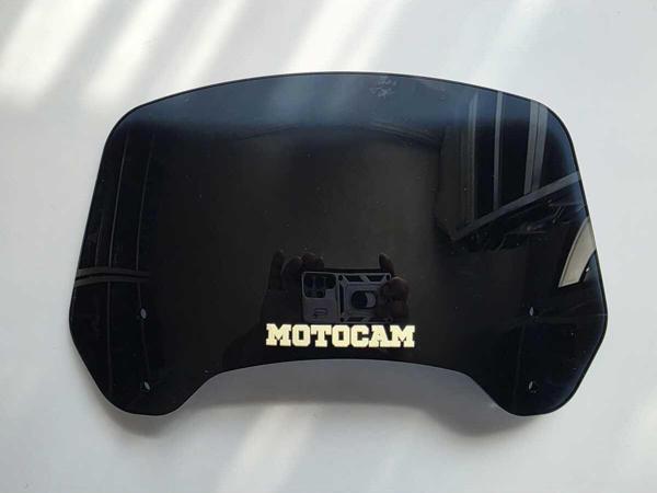 MOTOCAM Rüzgar Saptırıcı Deflektör Camı 2 Delikli 4cm 35x15cm Siyah Renkli   (APARATSIZDIR) - Image 1
