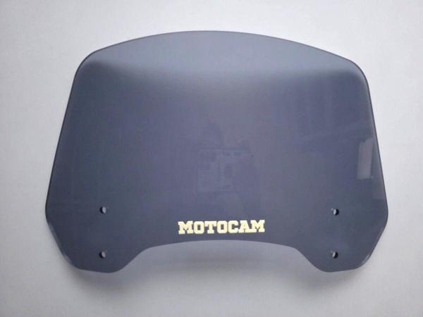 MOTOCAM Rüzgar Saptırıcı Deflektör Camı 2 Delikli 3.5cm 35x18cm Füme Renkli   (APARATSIZDIR) - Image 1