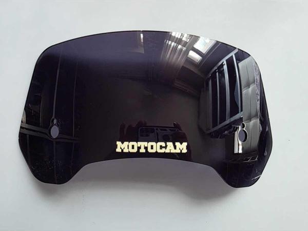 MOTOCAM Rüzgar Saptırıcı Deflektör Camı 3 Delikli 33x15cm Yuvarlak Siyah Renkli   (APARATSIZDIR) - Image 1