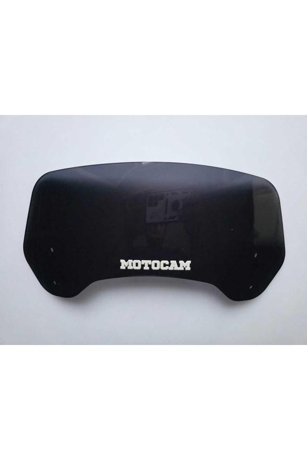 MOTOCAM Rüzgar Saptırıcı Deflektör Camı 2 Delikli 4cm 35x12cm Siyah Renkli   (APARATSIZDIR) - Image 1
