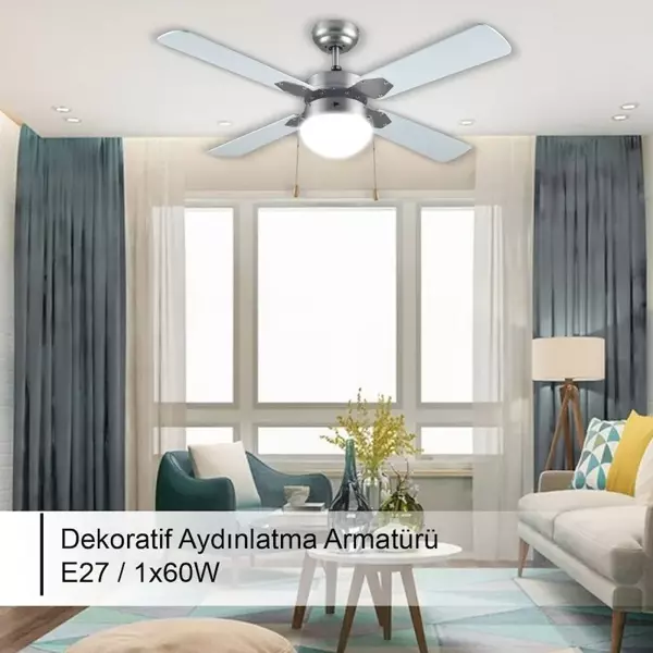 Rubenis Rbt 424 SLV Aydınlatmalı tavan vantilatörü 42 inç 130 w - Image 1