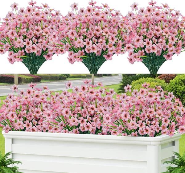 12li Set Yapay Çiçek Sazlı Mine Pembe Renk 5 Dallı 33cm  - Image 1