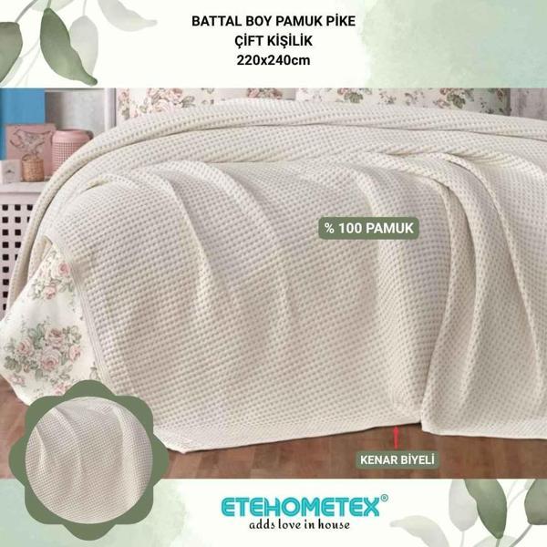 ETEHOMETEX HAVUZLU PİKE ÇİFT KİŞİLİK 220X240CM KREM 8696474231654 - Image 1