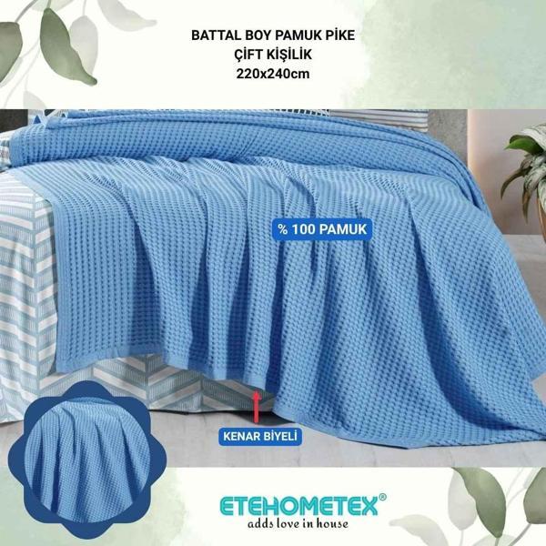 ETEHOMETEX HAVUZLU PİKE ÇİFT KİŞİLİK 220X240CM MAVİ 8696474231657 - Image 1