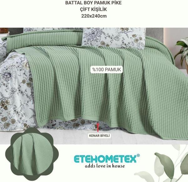 ETEHOMETEX HAVUZLU PİKE ÇİFT KİŞİLİK 220X240CM YEŞİL 8696474231847 - Image 1