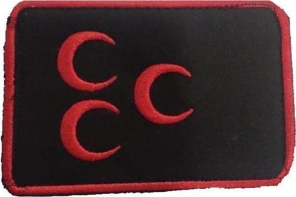 Single Sword Nakış Patch - Üç Hilal Peç KIRMIZI-SİYAH - Image 1