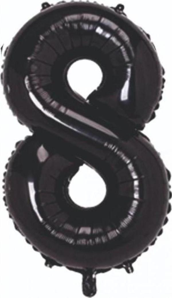 8 Yaş Siyah Folyo Balon 34 INC 76 CM - Image 1