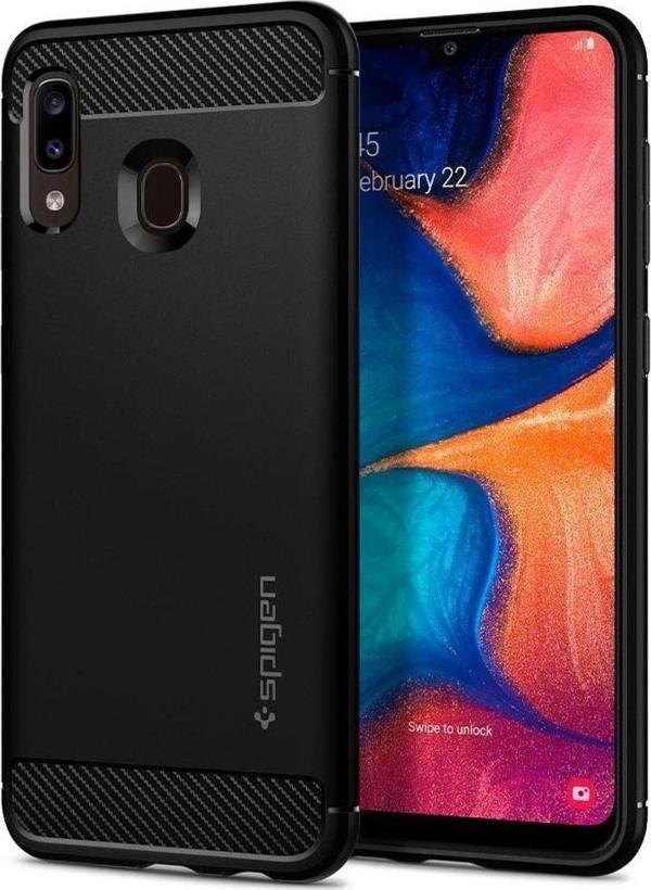 Spigen Galaxy A20 ile Uyumlu Kılıf Rugged Armor Matte Black - Image 1