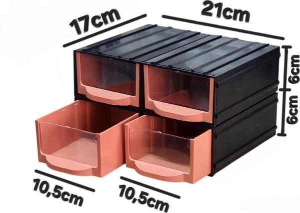 Plastik 4 Şeffaf Çekmeceli Kutu Küçük Organizer Çekmece Avadanlık - Image 1